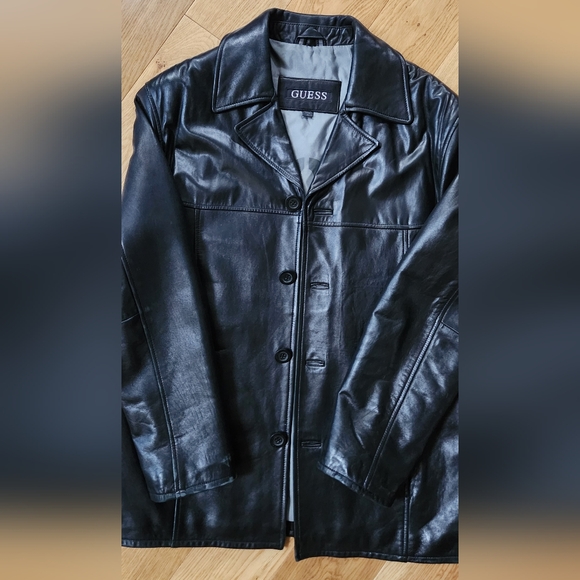 Excellent Soft Biker Guess Leather Coat Jacket